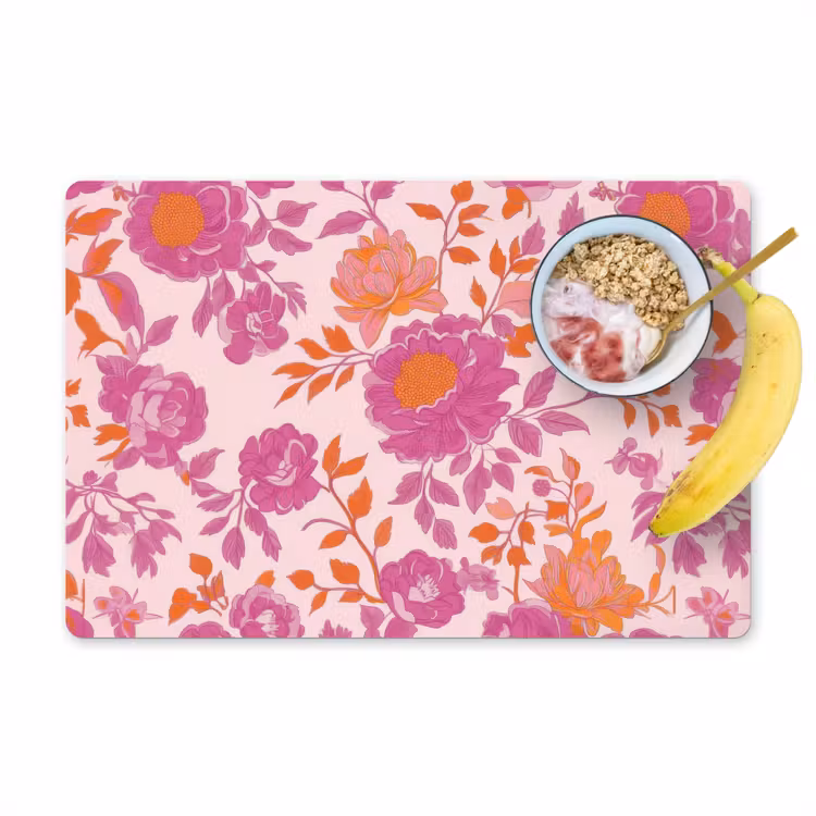 Salvamanteles - Estampado floral - Rosa - Naranja - Flores — 1