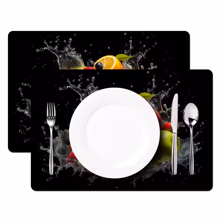 Vinilo para manteles individuales - Fruta - Manzana - Naranja - Frutos rojos - Agua — 2