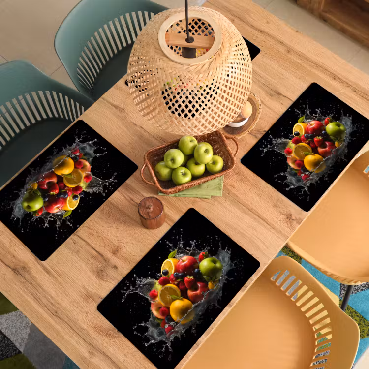 Vinilo para manteles individuales - Fruta - Manzana - Naranja - Frutos rojos - Agua — 3