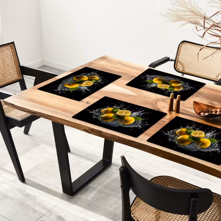Vinilo para manteles individuales - Limón - Fruta - Amarillo - Negro — 4