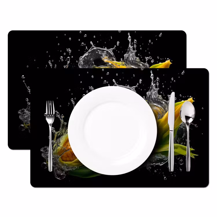 Vinilo para manteles individuales - Maíz - Vegetal - Plantas - Negro - Agua — 2