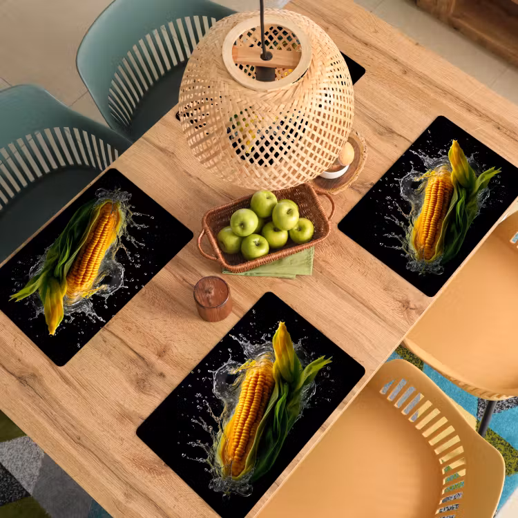 Vinilo para manteles individuales - Maíz - Vegetal - Plantas - Negro - Agua — 3