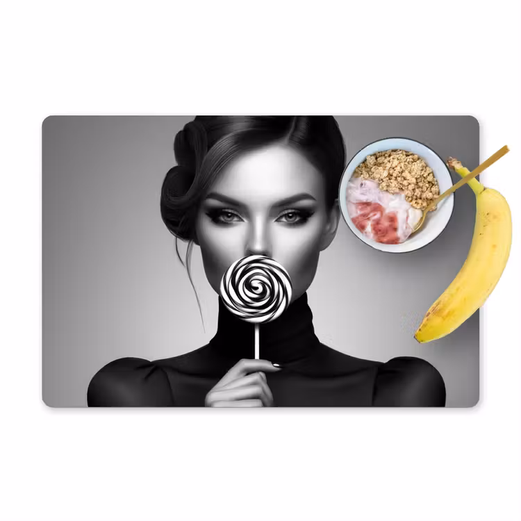 Vinilo para manteles individuales - Mujer - Lolly - Negro — 1