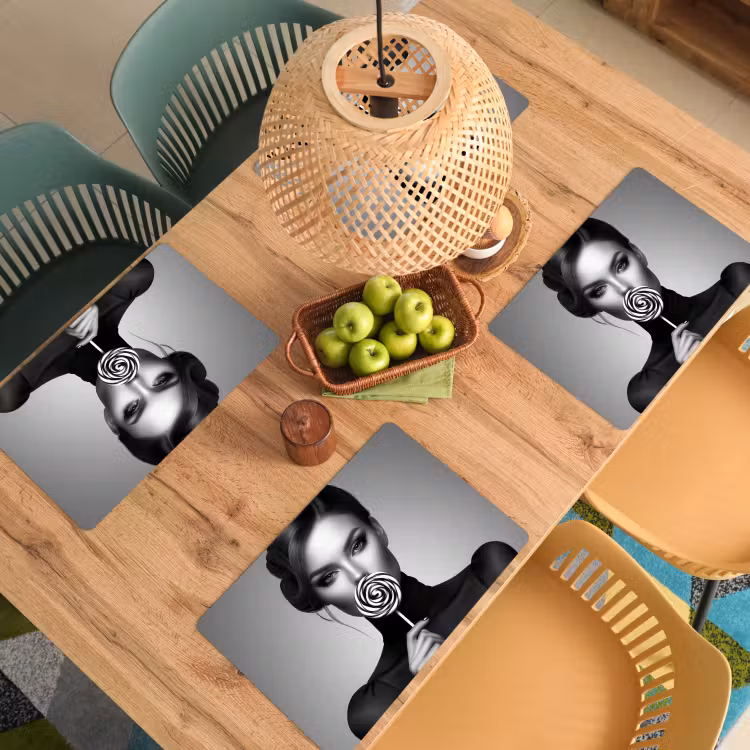 Vinilo para manteles individuales - Mujer - Lolly - Negro — 3