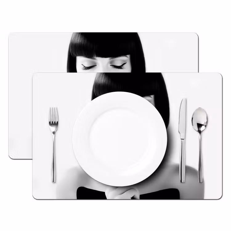 Vinilo para manteles individuales - Mujer - Lolly - Negro - Blanco — 2