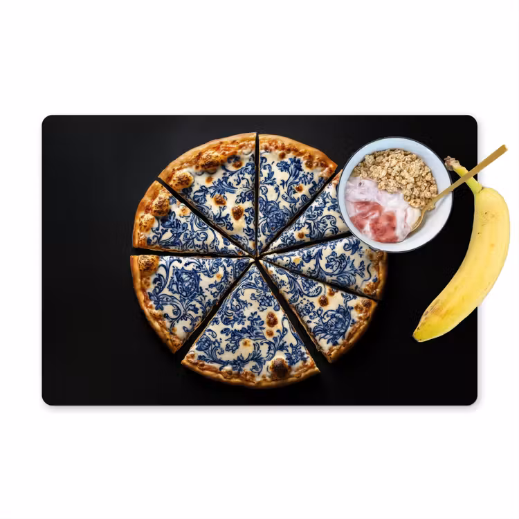 Salvamanteles - Pizza - Alimentos - Azul de Delft — 1