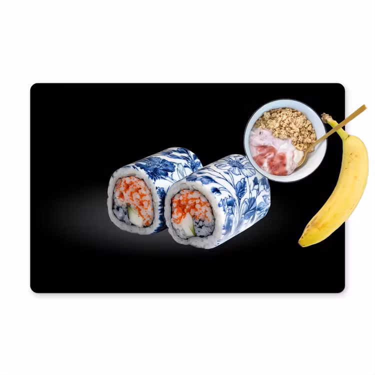Salvamanteles - Sushi - Azul de Delft - Arroz - Pescado - Elegante — 1