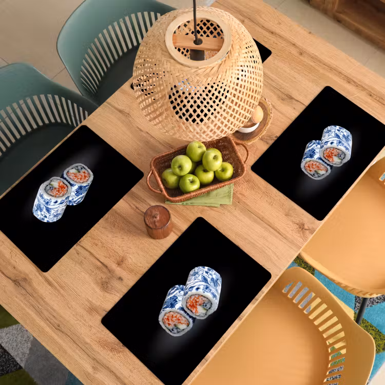 Salvamanteles - Sushi - Azul de Delft - Arroz - Pescado - Elegante — 3