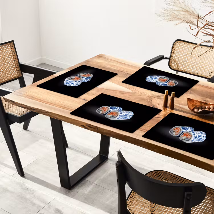 Salvamanteles - Sushi - Azul de Delft - Arroz - Pescado - Elegante — 4