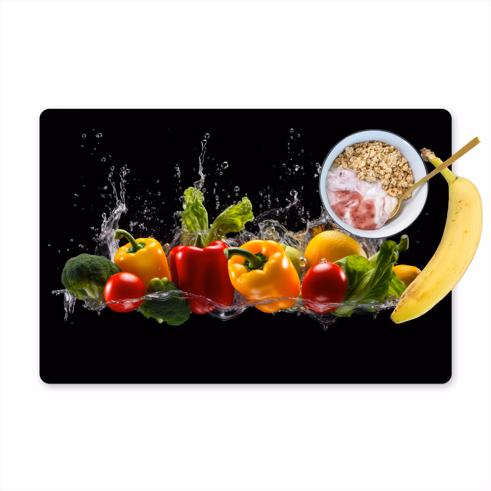 Vinilo para manteles individuales - Pimiento dulce - Agua - Vegetal - Negro — 1