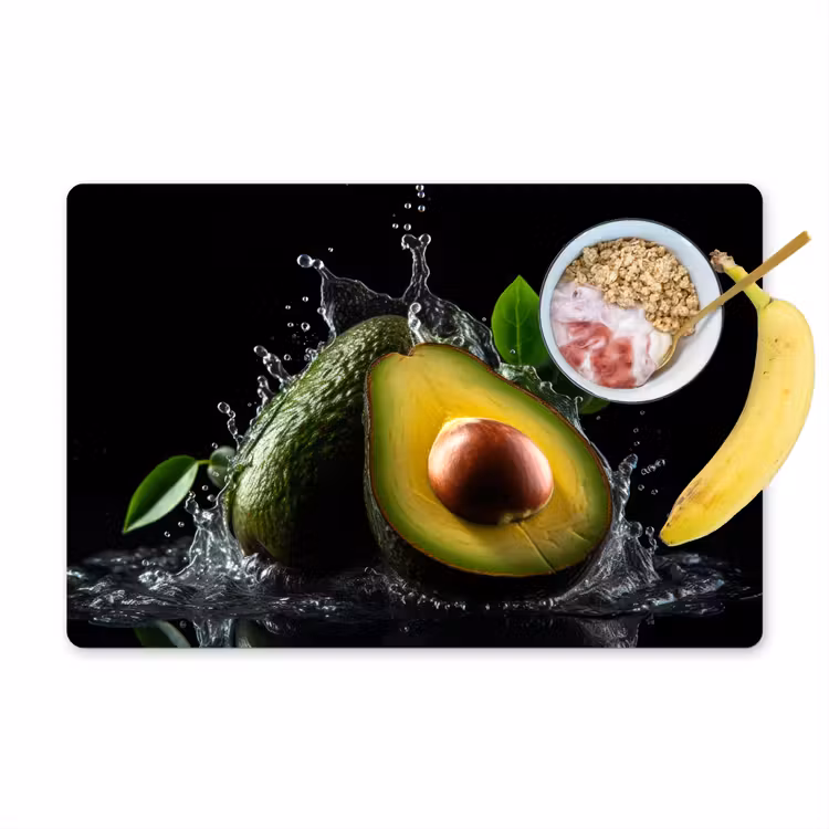 Vinilo para manteles individuales - Aguacate - Vegetal - Hoja - Agua - Negro - Verde — 1