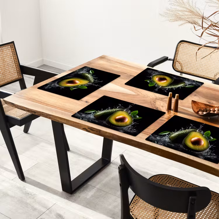 Vinilo para manteles individuales - Aguacate - Vegetal - Hoja - Agua - Negro - Verde — 4