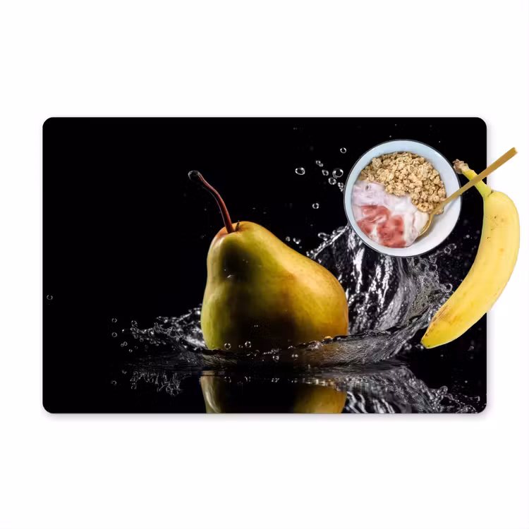 Vinilo para manteles individuales - Pera - Fruta - Agua - Negro — 1