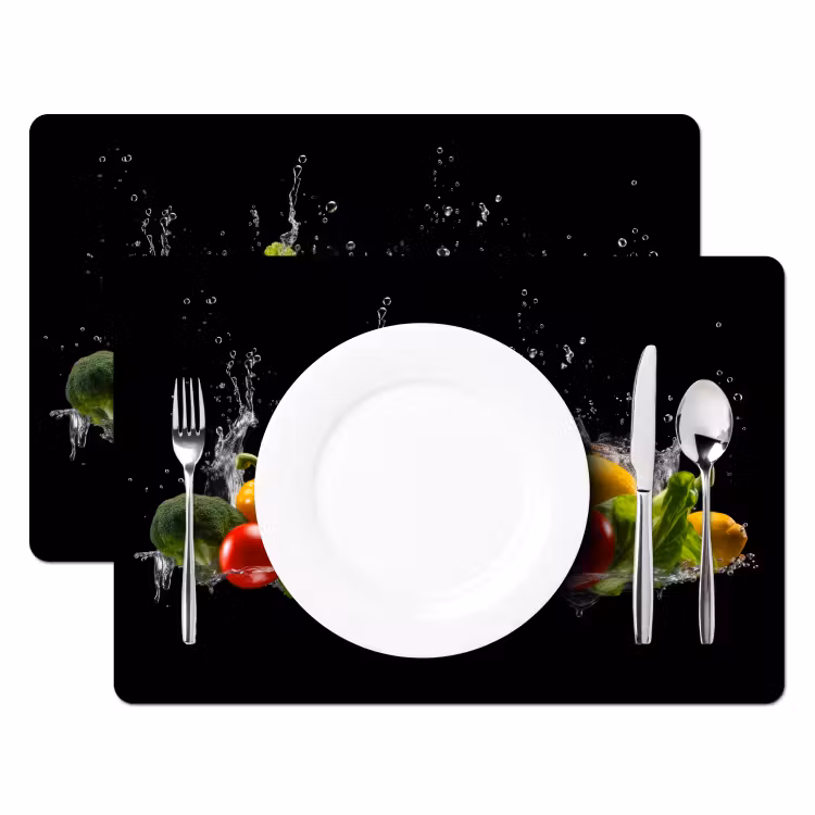 Vinilo para manteles individuales - Pimiento dulce - Agua - Vegetal - Negro — 2