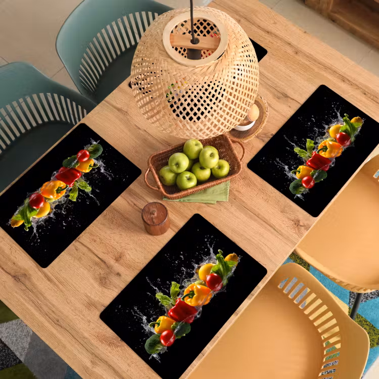 Vinilo para manteles individuales - Pimiento dulce - Agua - Vegetal - Negro — 3