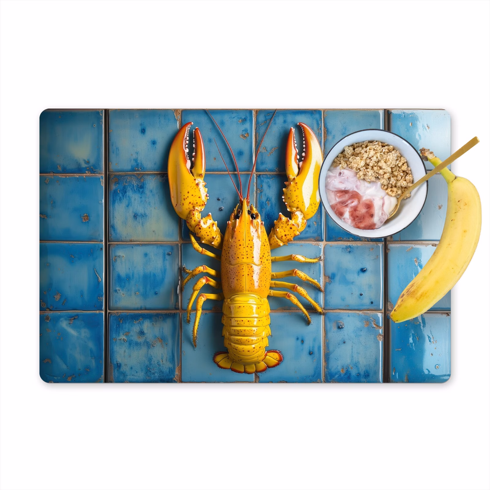 Vinilo para manteles individuales - Cáncer - Amarillo - Azul - Azulejos — 1