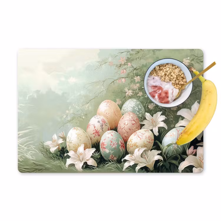 Salvamantel – 6 piezas - Huevos de Pascua - Tonos pastel - Flores — 1