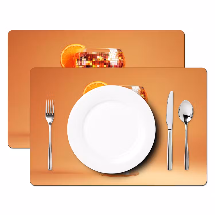Salvamanteles - Bebida - Naranja - Purpurina - Disco — 2
