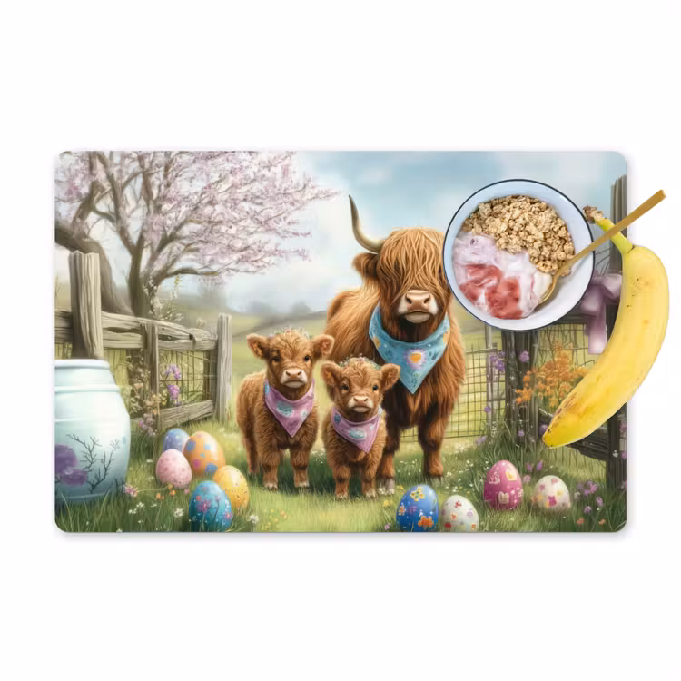 Salvamantel – 6 piezas - Highlanders escoceses - Huevos de Pascua - Primavera — 1