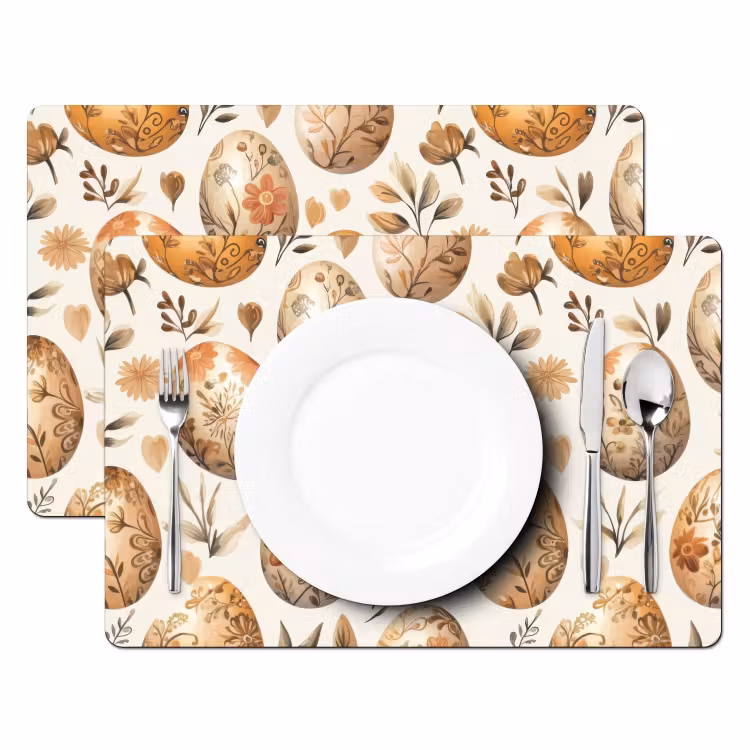 Salvamantel – 6 piezas - Huevos de Pascua - Marrones - Flores — 2