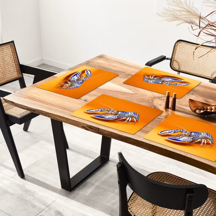 Vinilo para manteles individuales - Langosta - Azul de Delft - Escudo - Resistente - Naranja — 4