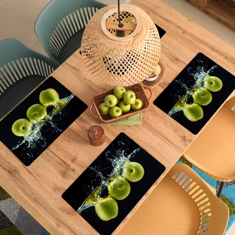 Vinilo para manteles individuales - Manzanas en Aqua — 3