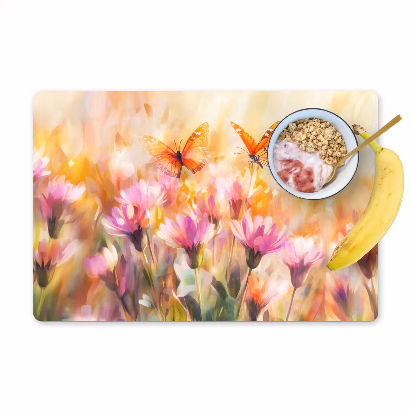 Vinilo para manteles individuales - Mariposas - Naranja - Flores — 1
