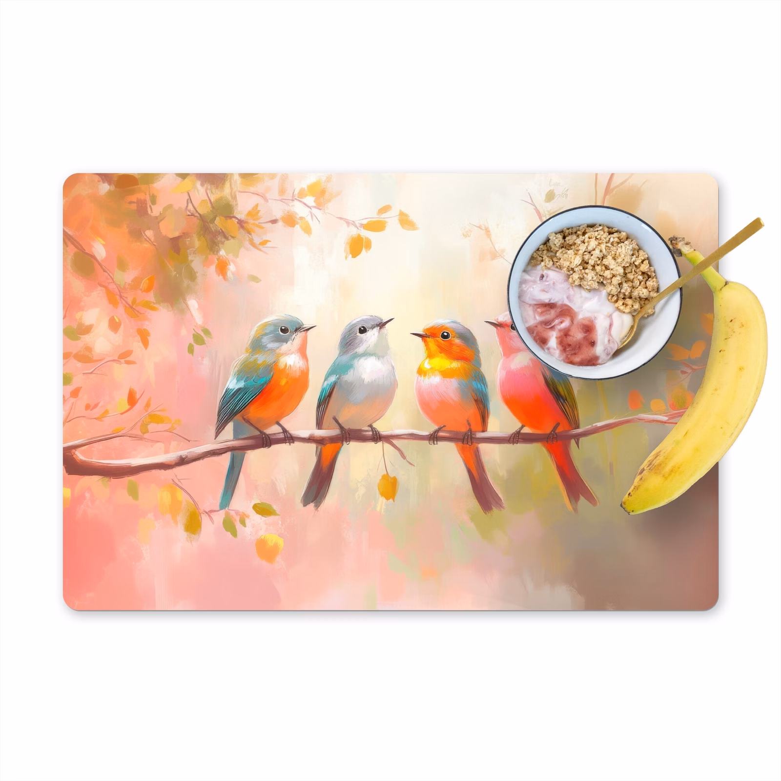 Vinilo para manteles individuales - Pájaros - Colorido - Rama — 1