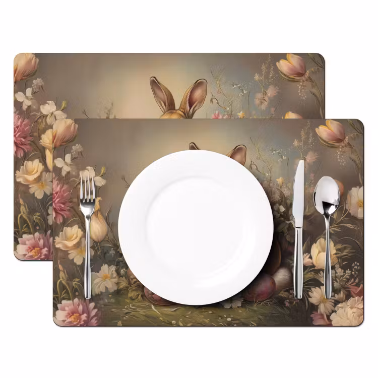 Salvamantel – 6 piezas - Liebre - Naturaleza muerta - Flores — 2