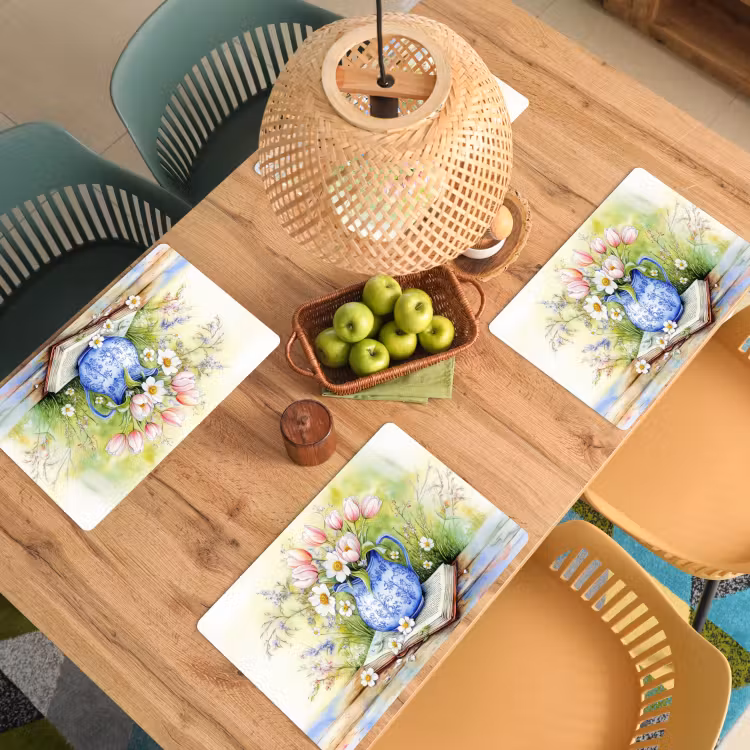 Vinilo para manteles individuales - Jarrón - Azul de Delft - Margaritas — 3