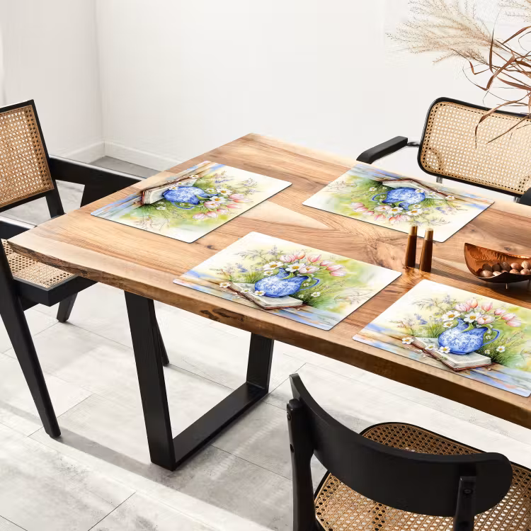 Vinilo para manteles individuales - Jarrón - Azul de Delft - Margaritas — 4