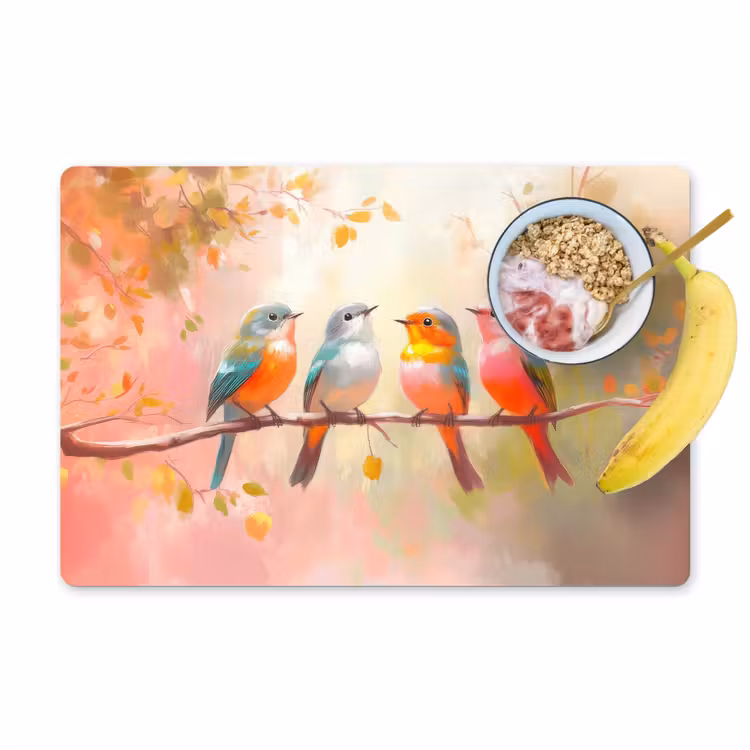 Vinilo para manteles individuales - Pájaros - Colorido - Rama — 1