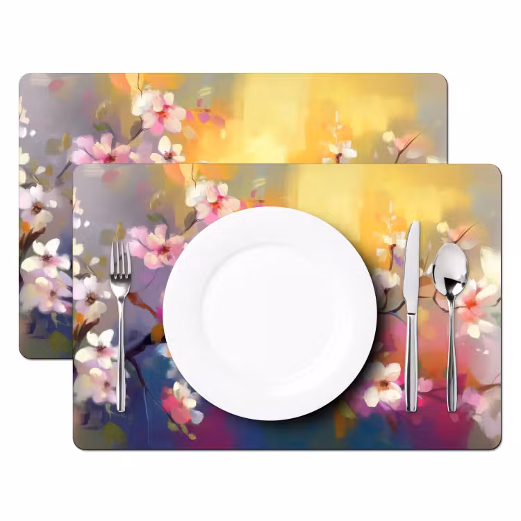 Vinilo para manteles individuales - Pájaros - Flores - Rosa — 2