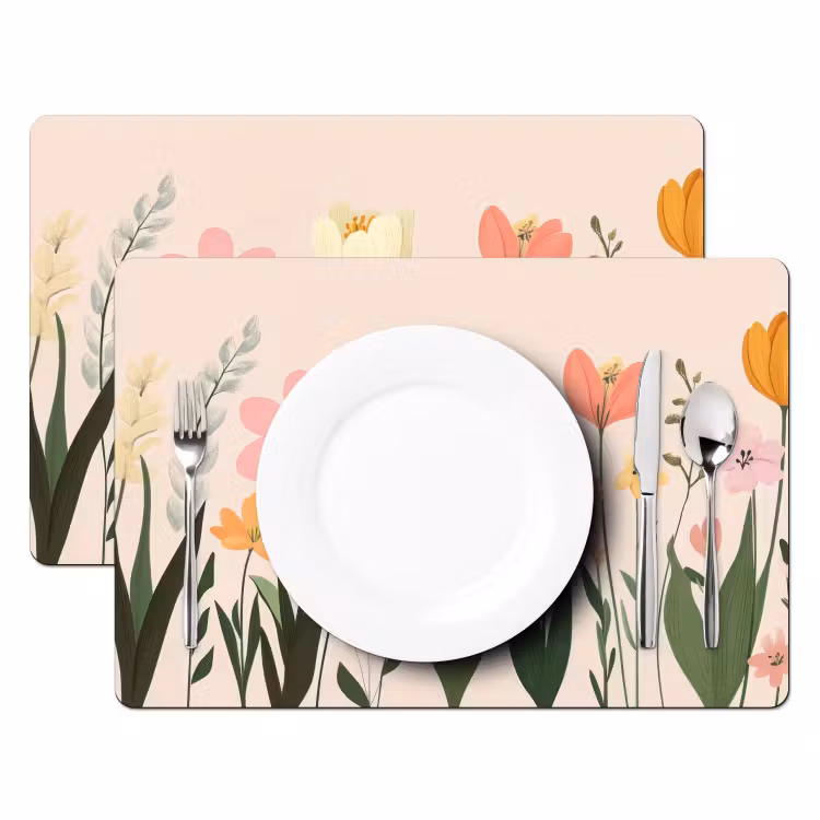 Vinilo para manteles individuales - Tonos pastel - Flores - Ilustración — 2