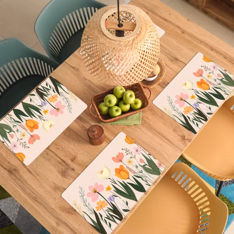 Vinilo para manteles individuales - Tonos pastel - Flores - Ilustración — 3