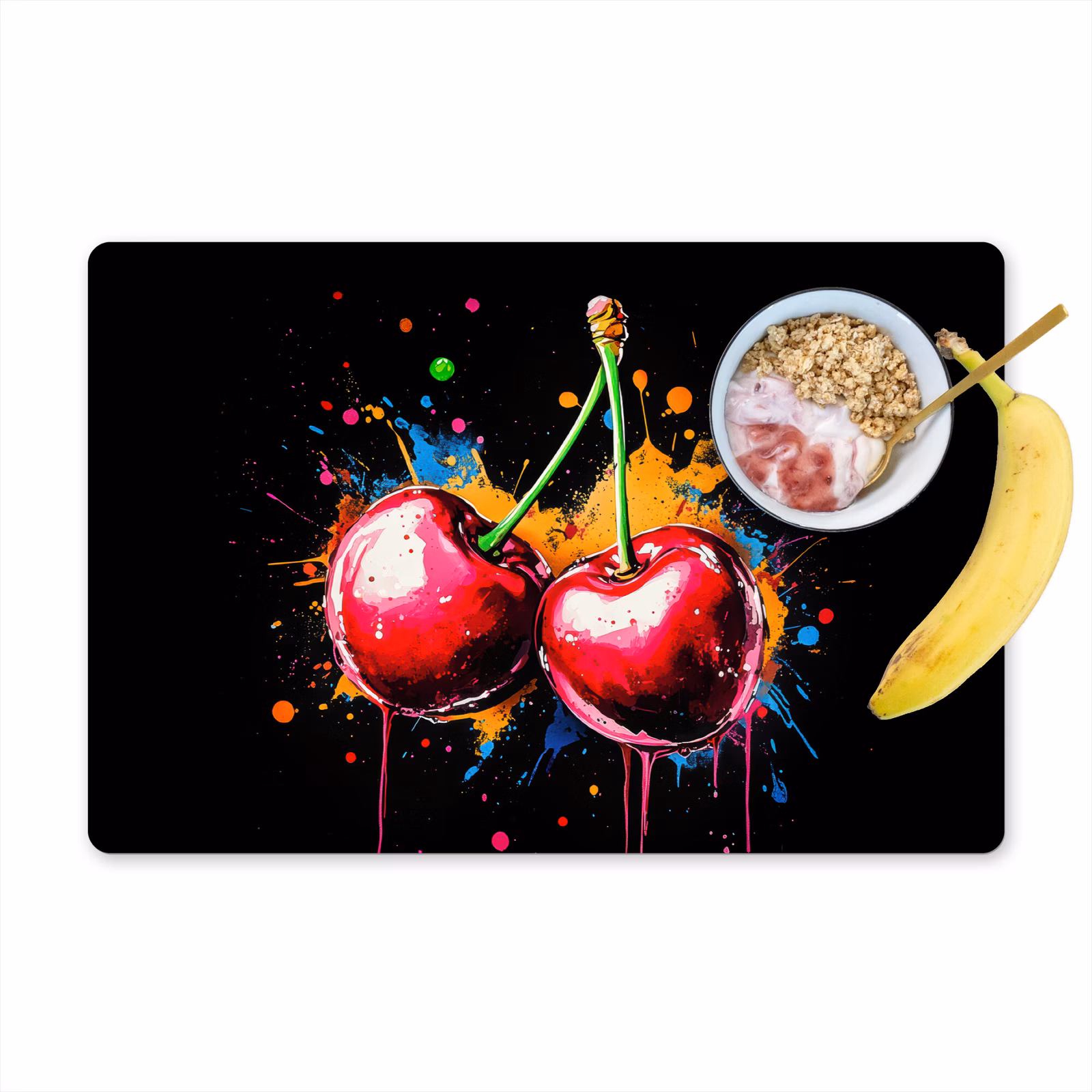 Salvamanteles - Cerezas - Fruta - Graffiti - Pintura - Abstracto - Moderno - Colorido — 1