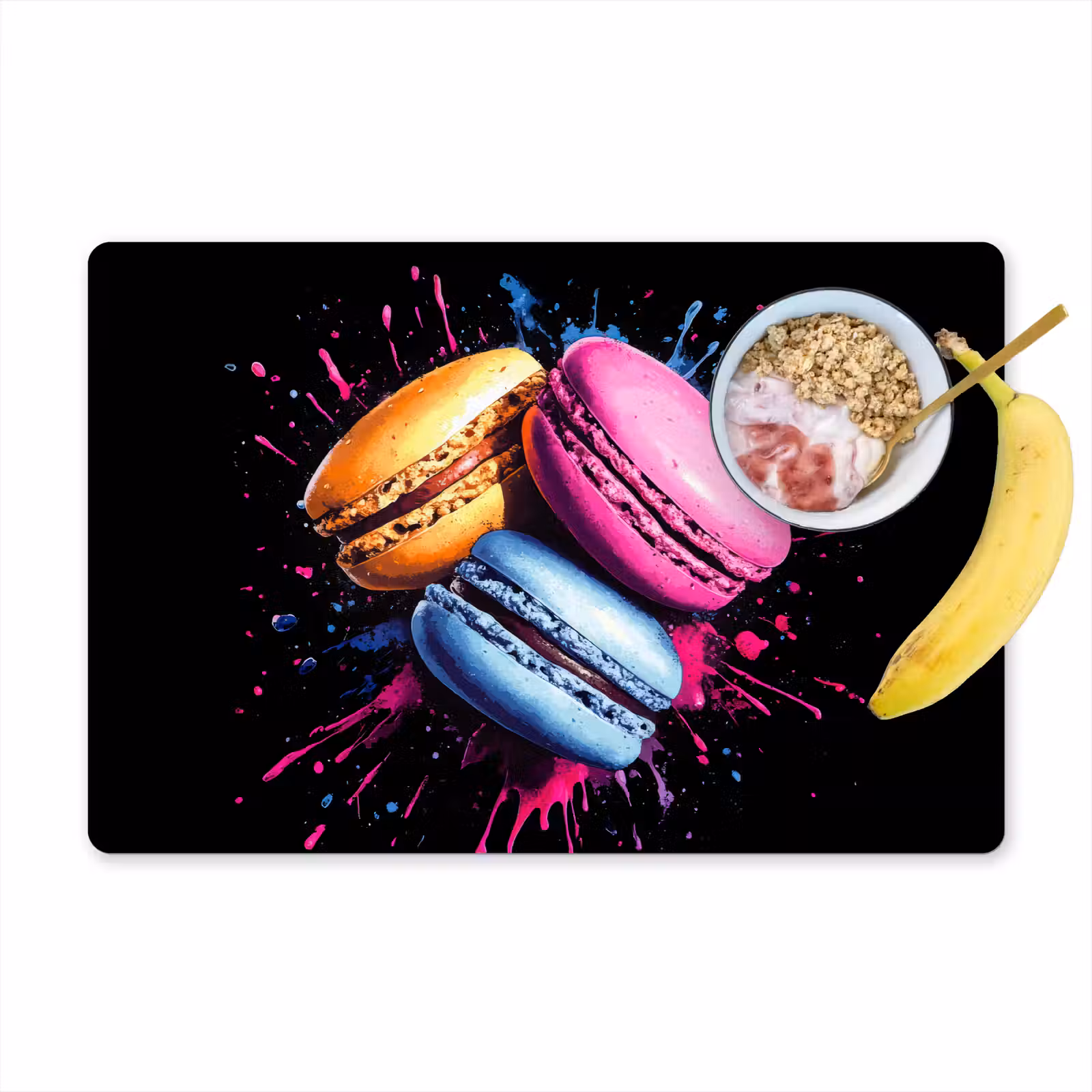 Salvamanteles - Macarrones - Postre - Graffiti - Colorido - Rosa - Azul - Amarillo — 1