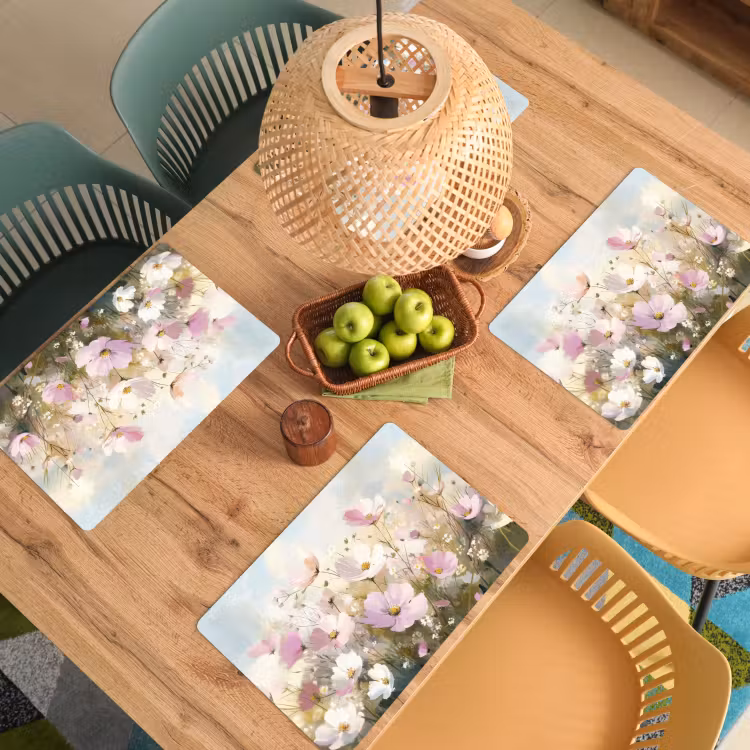 Vinilo para manteles individuales - Campo de flores - Tonos claros - Pintado — 3