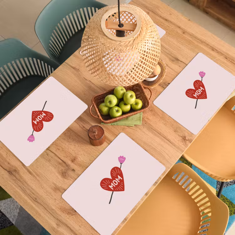 Salvamanteles - Corazón - Rojo - Flor - Madre — 3