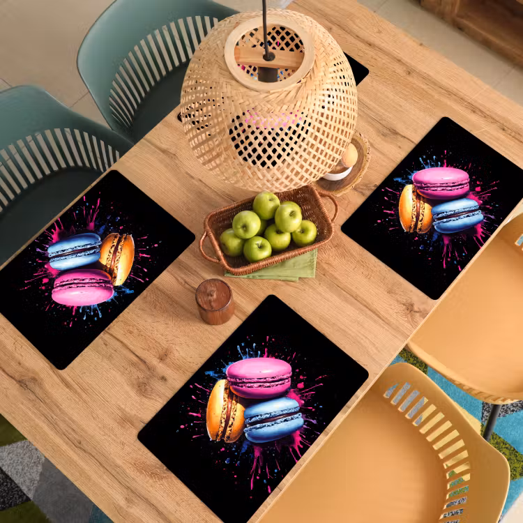 Salvamanteles - Macarrones - Postre - Graffiti - Colorido - Rosa - Azul - Amarillo — 3