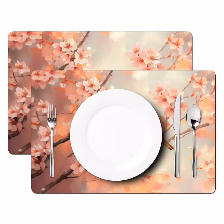 Vinilo para manteles individuales - Pájaros - Romántico - Rama en flor — 2