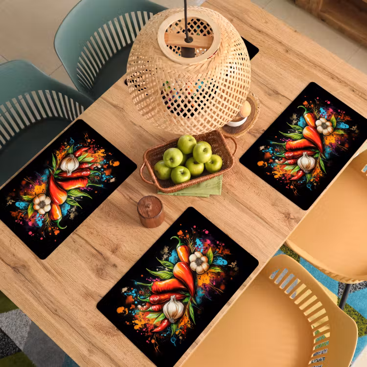 Salvamanteles - Verdura - Pimiento - Ajo - Graffiti - Pintura - Colorido — 3