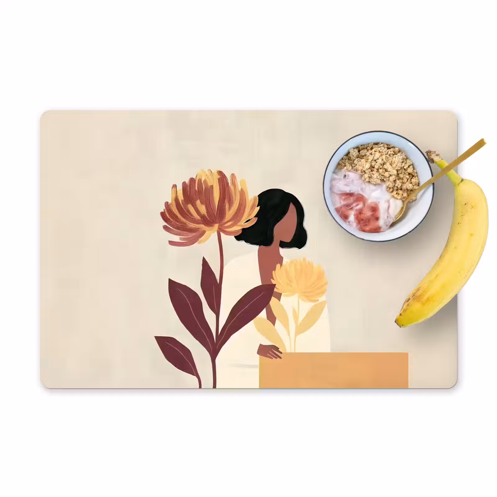 Vinilo para manteles individuales - Mujer - Minimalista - Flor — 1