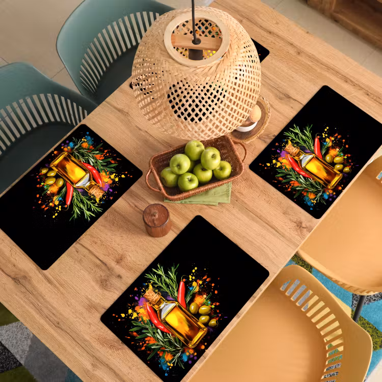 Salvamanteles - Aceite de oliva - Graffiti - Pimienta - Aceitunas - Moderno — 3