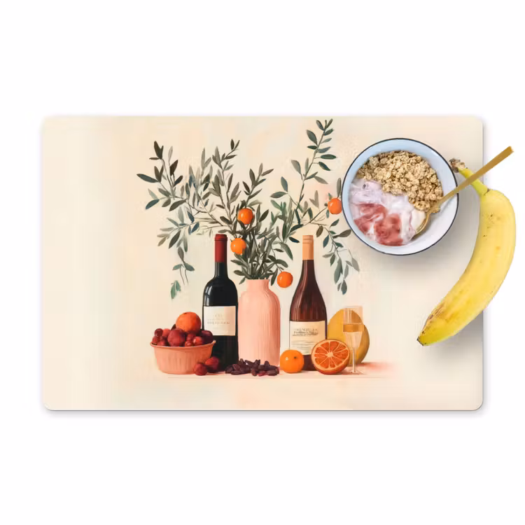 Vinilo para manteles individuales - Botellas de vino - Ramas - Naranjas — 1