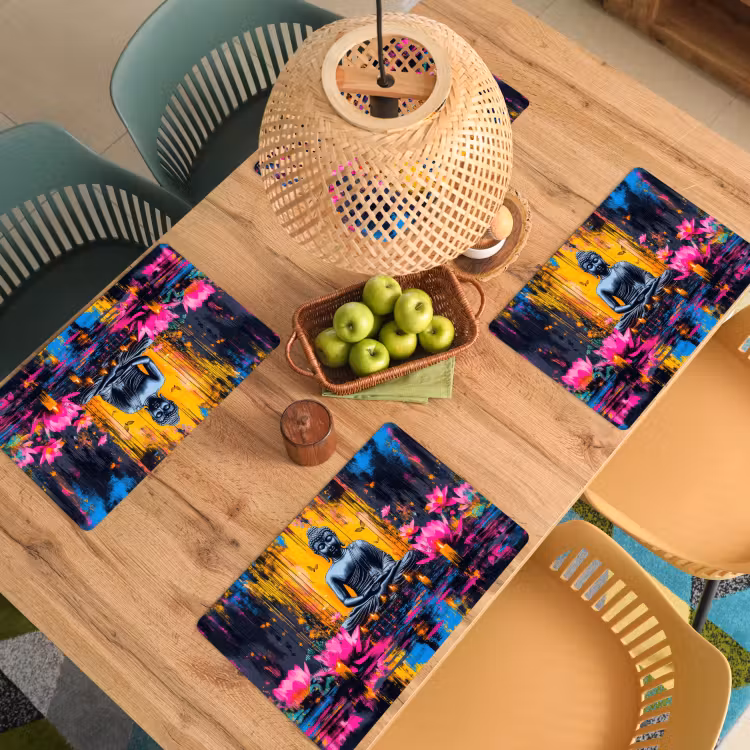 Salvamanteles - Buda - Flores - Velas - Amarillo — 3
