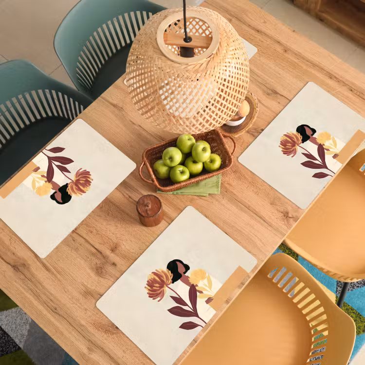 Vinilo para manteles individuales - Mujer - Minimalista - Flor — 3