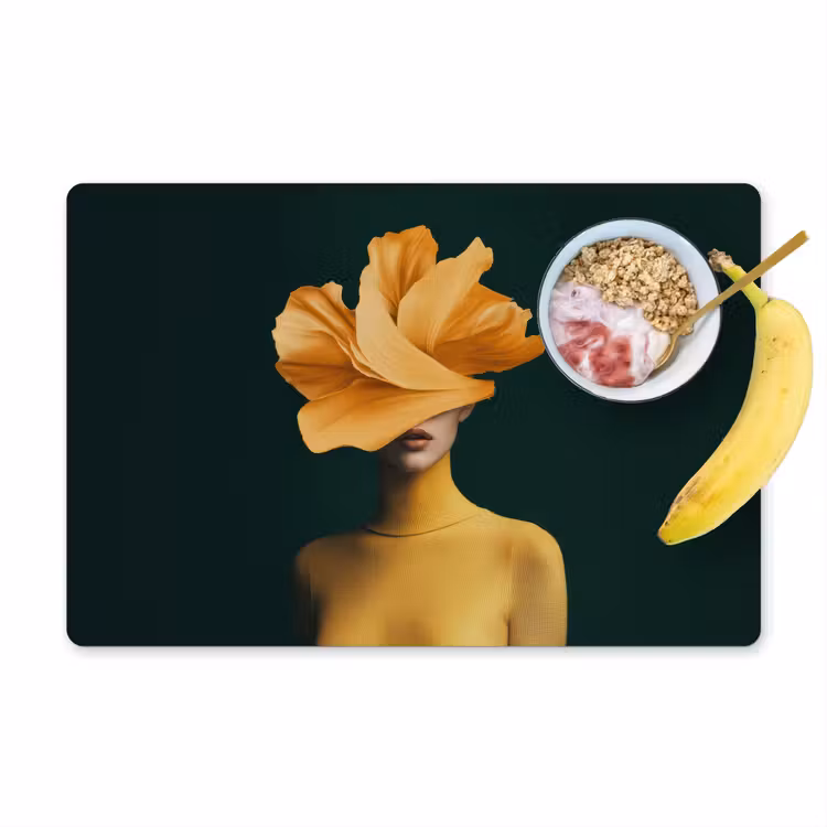 Vinilo para manteles individuales - Mujer - Sombrero - Amarillo — 1