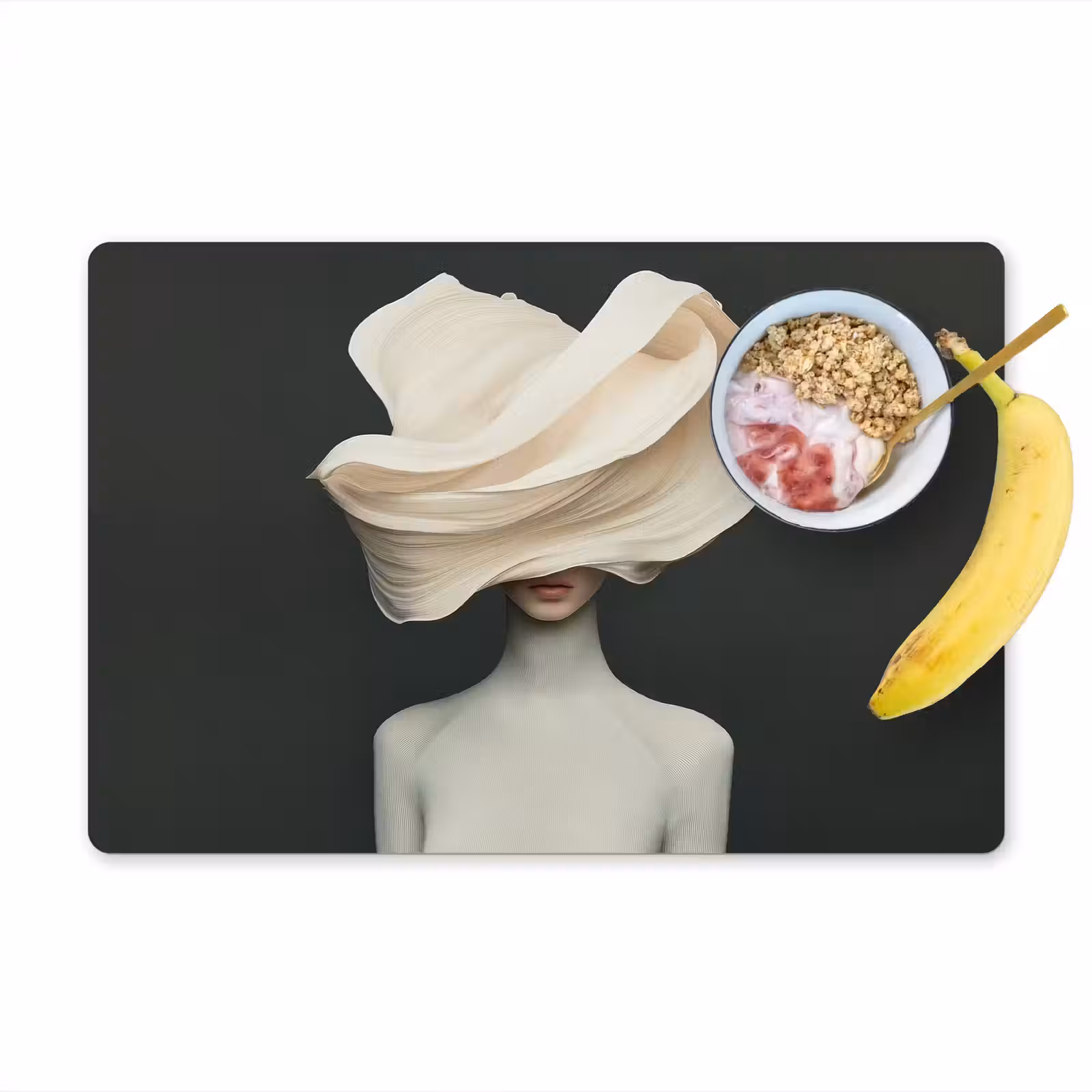 Vinilo para manteles individuales - Mujer - Beige - sombrero — 1