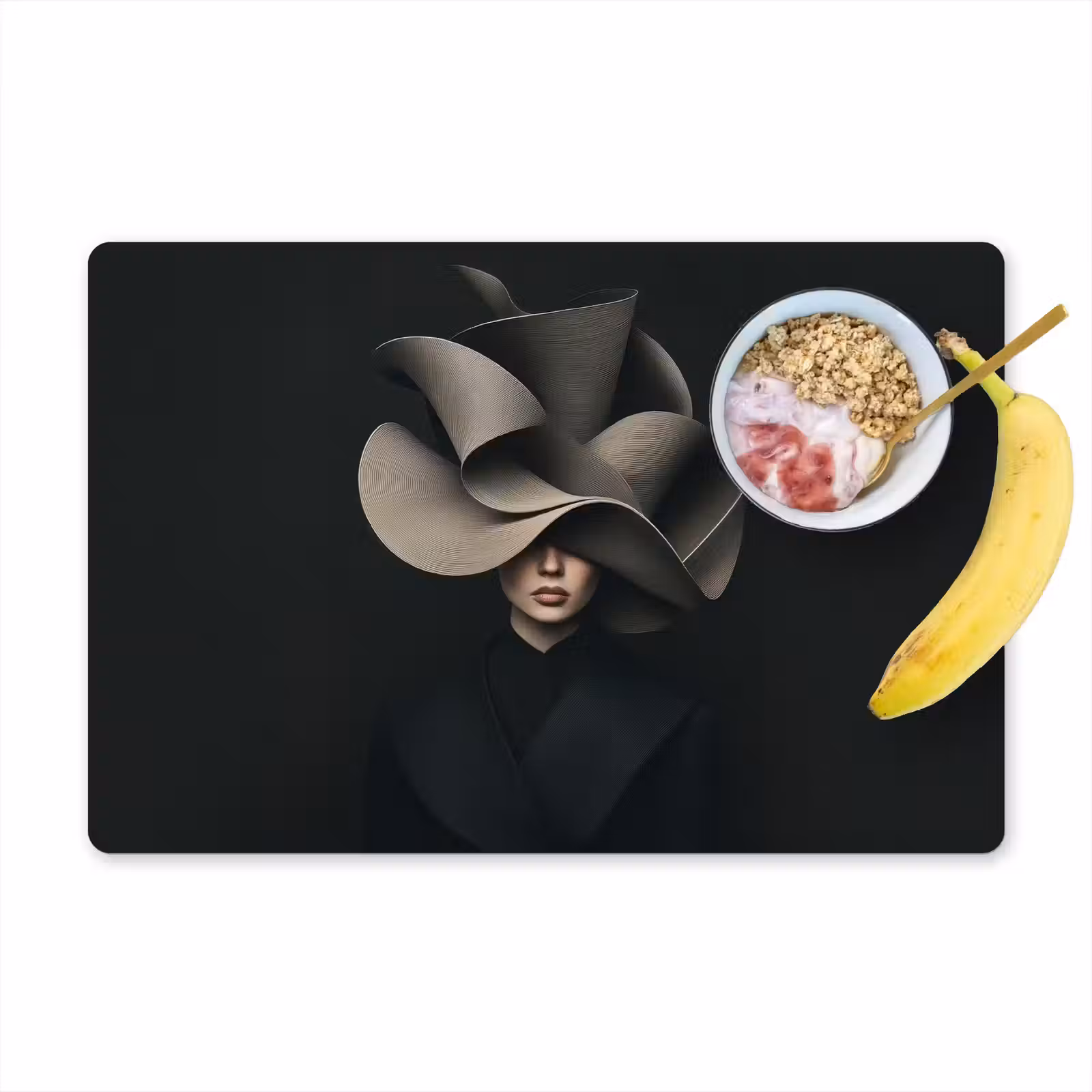 Vinilo para manteles individuales - Negro - Sombrero - Mujer — 1
